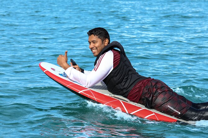 EFoil and Hydrofoil Surfboard Activity in Dubai - Learning to lift the eFoil above the water