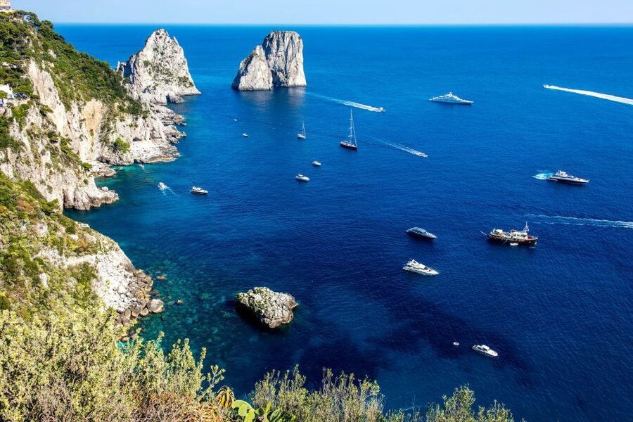 From Sorrento: Capri Day to Night Hydrofoil Boat Tour - Capri town after the day trip rush