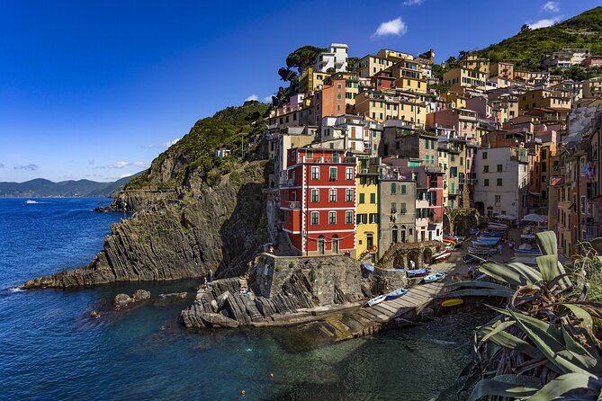 Private Round Trip Boat Tour of the Cinque Terre and Portovenere - Corniglia shows the coast from its highest perch