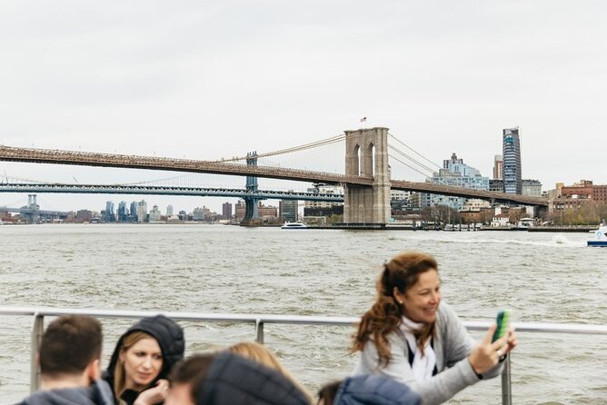 Statue of Liberty Ferry Boat Pass - Ellis Island and the New York skyline from the water