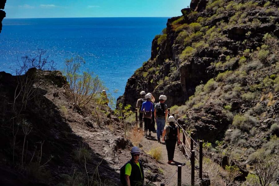Tenerife: Masca Canyon Descent with Audio Guide and Boat Transfer - The boat beneath Los Gigantes